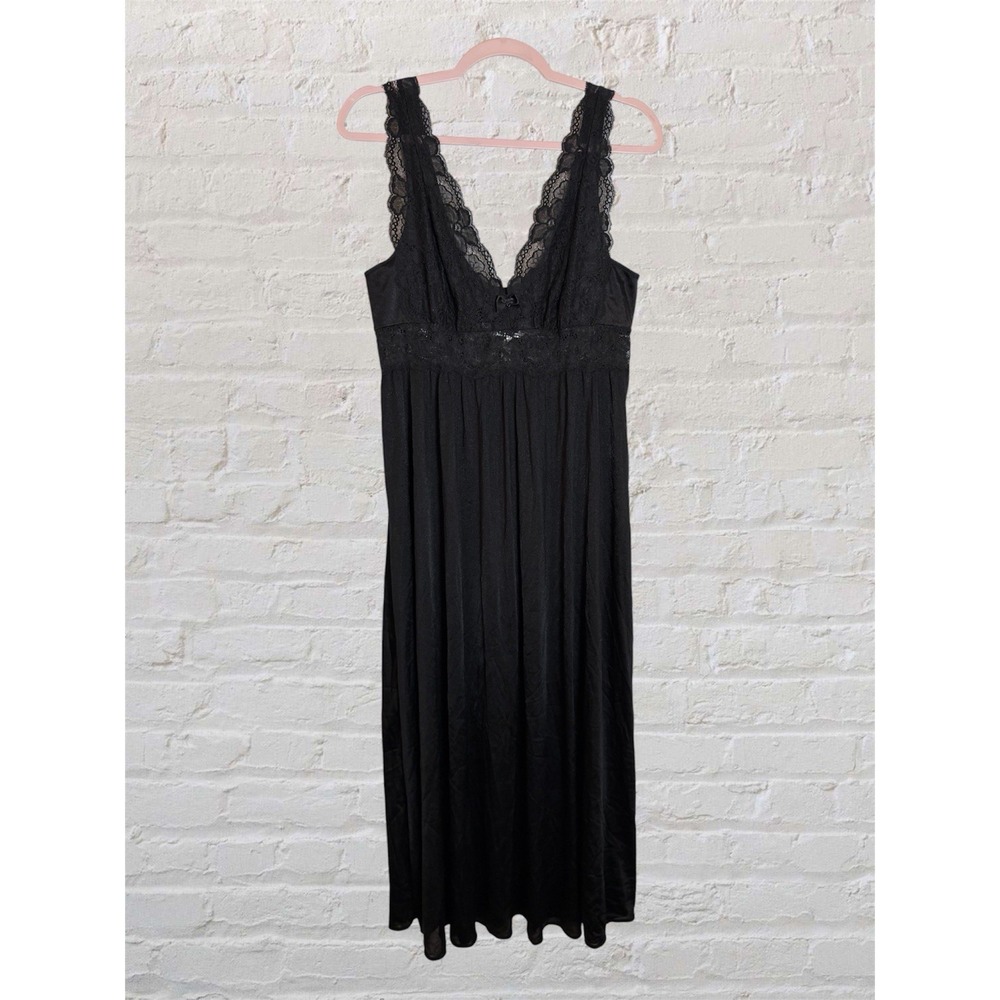 Bella Donna Black Slip Dress Nightgown Lace Chemise Dark Romantic Goth Plus 1X